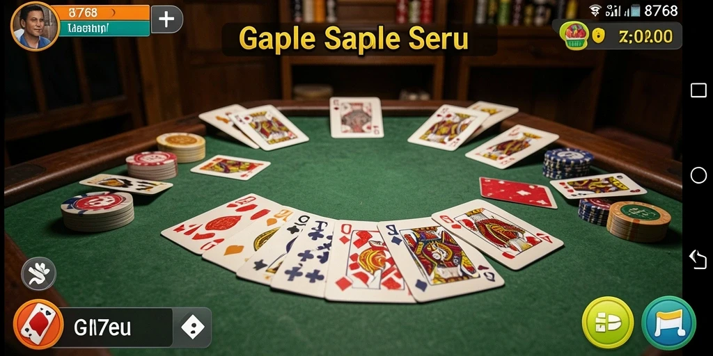 Gameplay seru Gaple di aplikasi 8768, penuh tantangan.