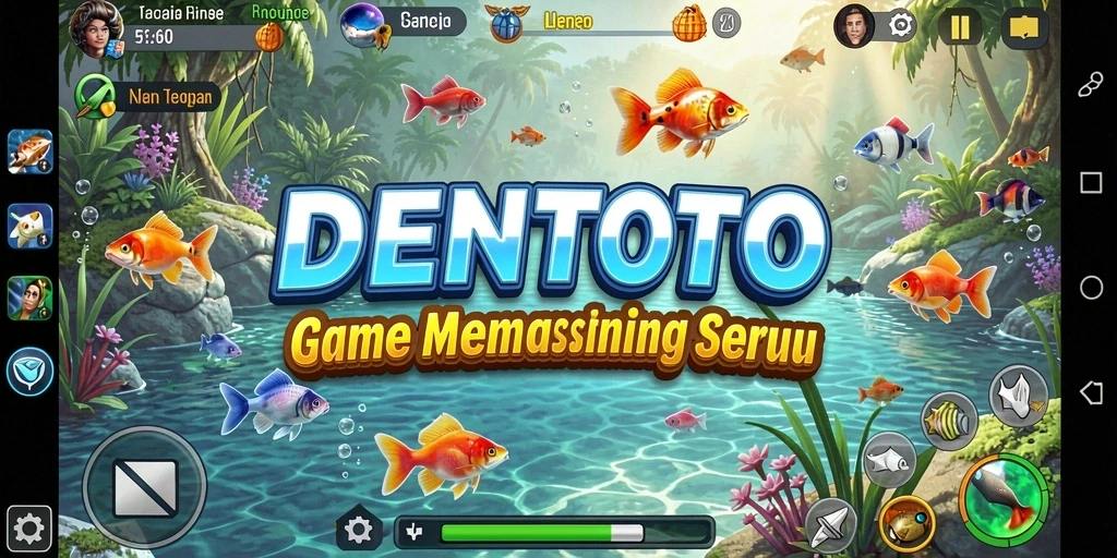 Screenshot gameplay DENTOTO menunjukkan pengalaman memancing yang menyenangkan.