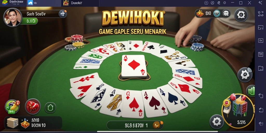Tangkapan layar DEWIHOKI menampilkan gameplay Gaple yang seru dan interaktif.