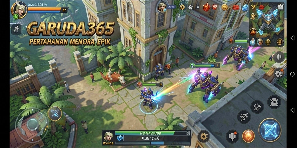 Tampilan gameplay menarik GARUDA365 dalam genre Tower Defense.