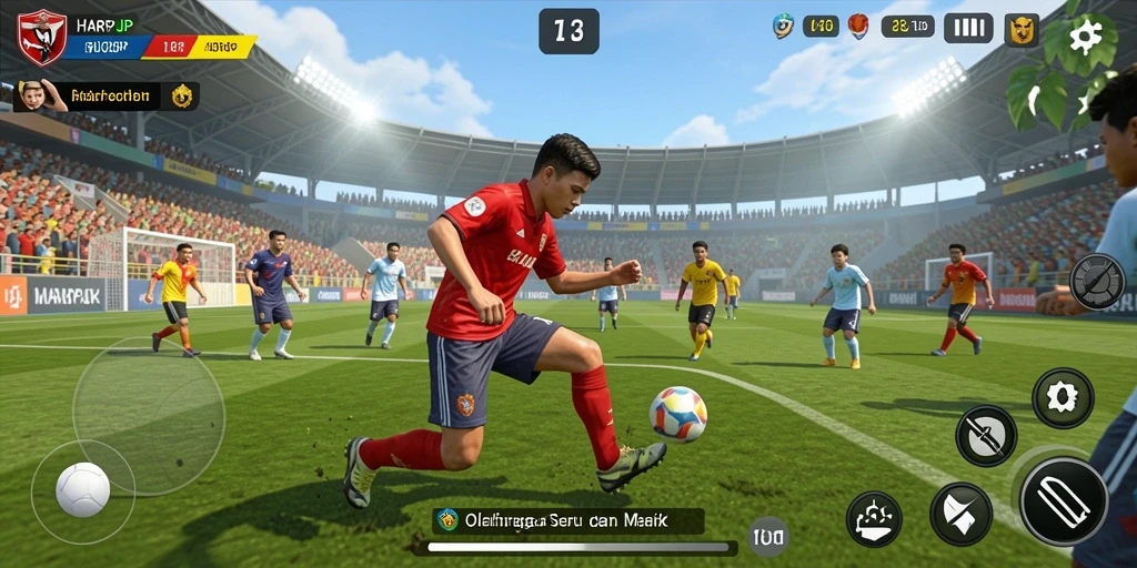 Tampilan utama gameplay <strong>HARAPJP</strong> menampilkan aksi seru di lapangan olahraga.