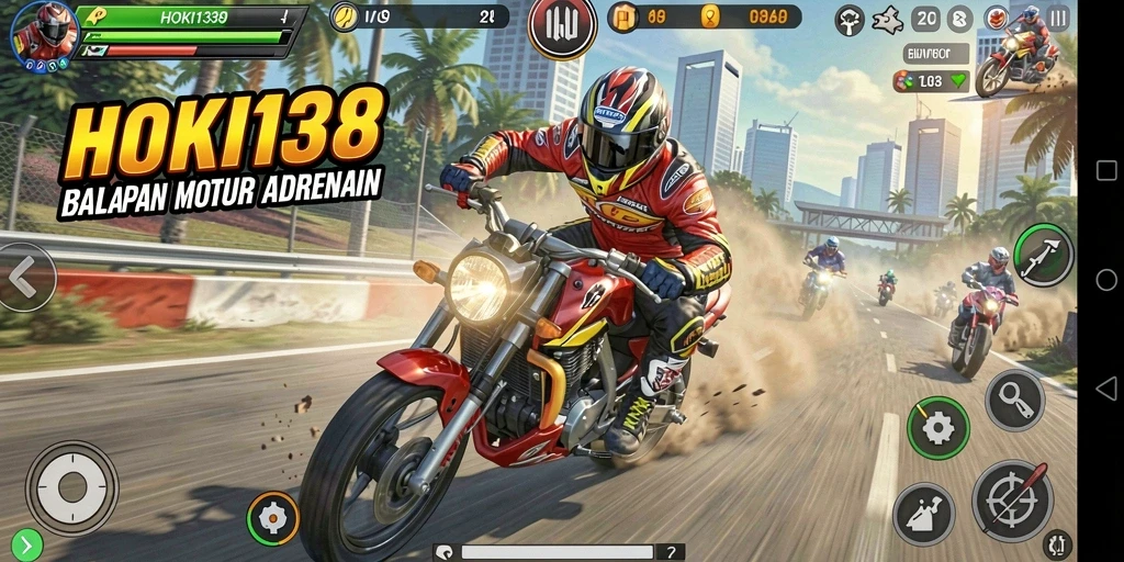Tampilan gameplay seru dan mendebarkan dari balapan motor HOKI138.