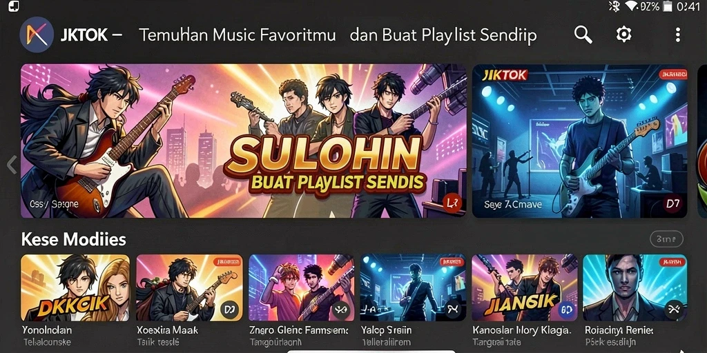 Screenshot permainan JKTOK menampilkan antarmuka pengguna yang menarik dan fitur musik.