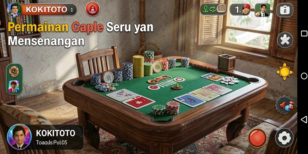 Tampilan screenshot KOKITOTO menampilkan gameplay seru Gaple.