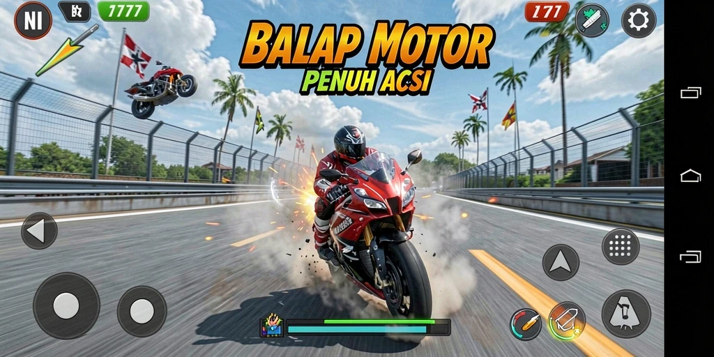 Gameplay L777 yang mendebarkan saat balap motor.