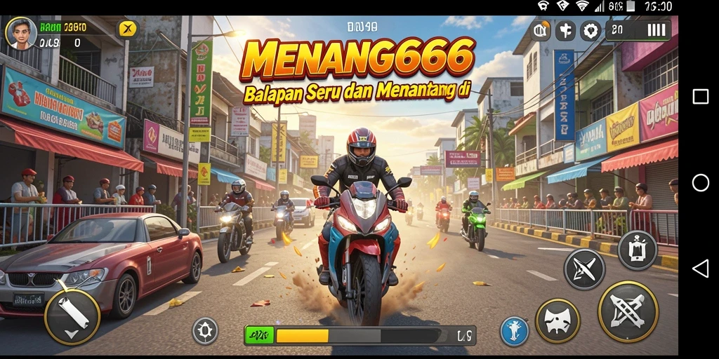 Tampilan gameplay MENANG666 dengan mobil balap di jalur menantang.