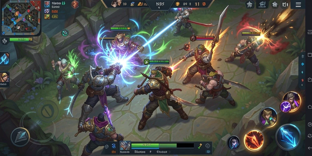 Tangkapan layar gameplay N06 menunjukkan aksi seru dalam pertarungan MOBA.