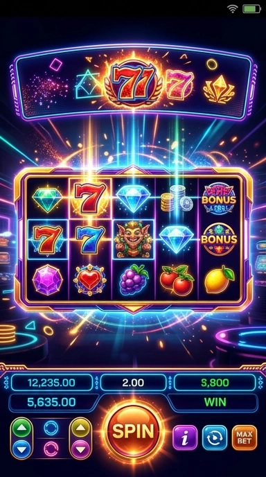 Screenshot aplikasi menunjukkan berbagai fitur unggulan hugo77.
